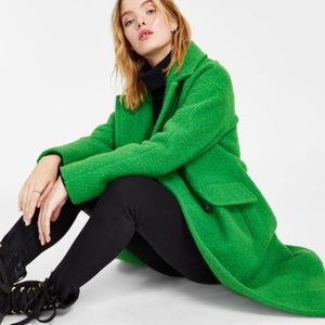 BCBGeneration Women's Double Breasted Fuzzy Mid-Length Walker Coat Boucle Jacket